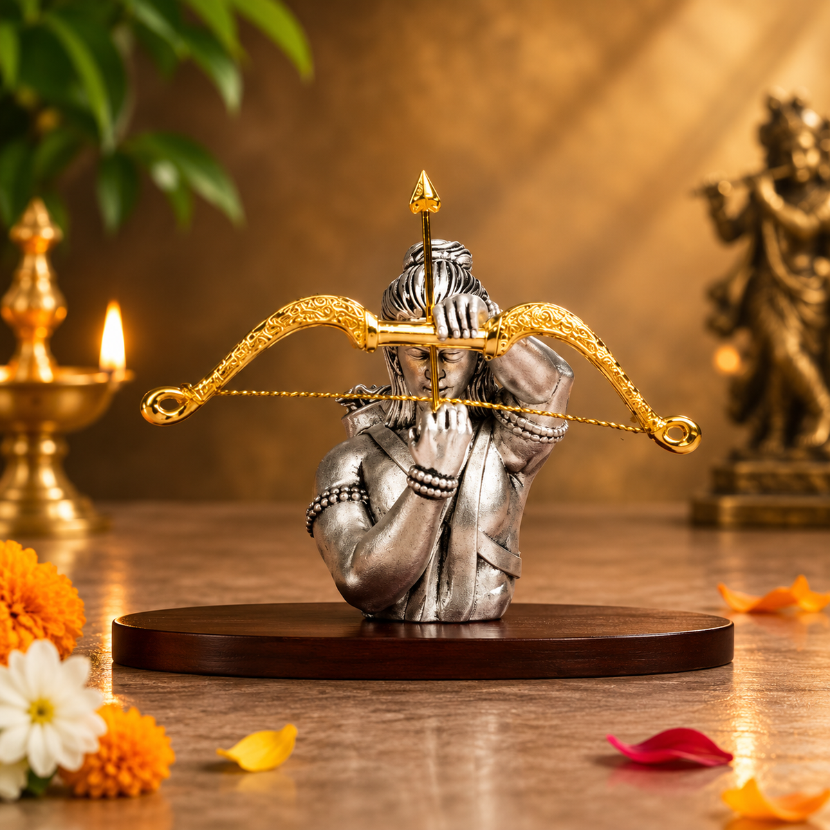 999 Silver Plated Shri Ram Dhanurdhari Idol