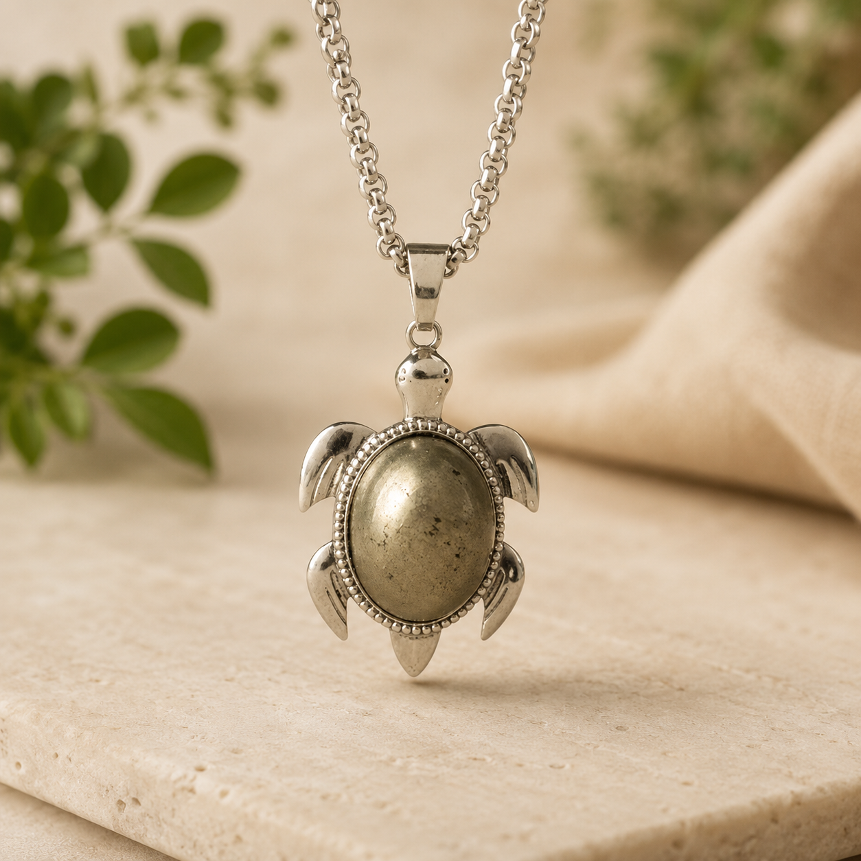 Pyrite Tortoise Pendant