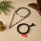 Silver Capped Karungali Malai – with Free Karungali Bracelet