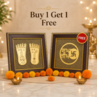 Lakshmi Charan Paduka Frame with FREE Subh Labh Pyrite Frame
