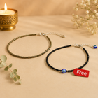 Pyrite Anklet with Free Black Tourmaline Anklet with Evil Eye Charm