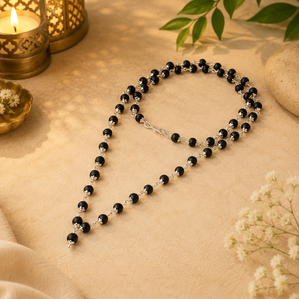 Karungali Malai Silver Capped 6mm – 54+1 Beads