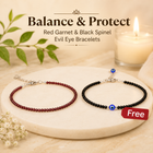 Garnet Anklet with FREE Black Tourmaline Anklet with Evil Eye Charm
