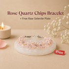 Rose Quartz Chips Bracelet with FREE Raw Selenite Plate