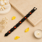 Metal Rudraksha and Karungali Bracelet - Black