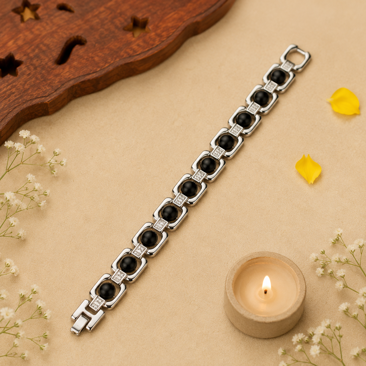 Metal Karungali Bracelet - Silver