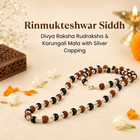 Rinmukteshwar Siddh Divya Rudraksha Karungali Mala - Silver Capped