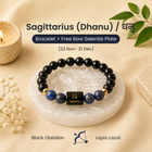 Sagittarius (धनु राशि) Zodiac Black Obsidian & Lapis Lazuli Bracelet || 𝟮𝟮 𝗡𝗼𝘃 – 𝟮𝟭 𝗗𝗲𝗰 ||