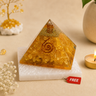 Citrine Pyramid with Free Raw Square Selenite Plate