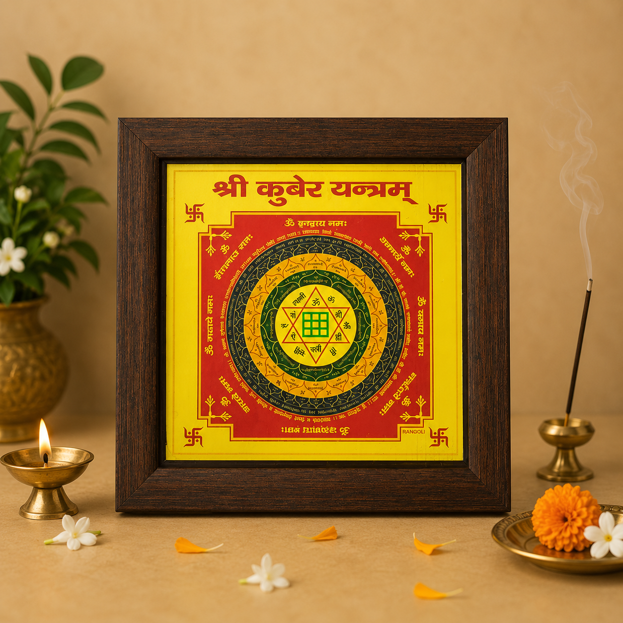 Shree Kuber Yantra (6×6 inch) with Frame for Wealth and Prosperity